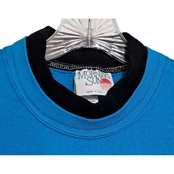 Vintage Bird Sweatshirt Teal Size XL 42-44 Morning Sun Made In USA 80s 90s - Picture 3 of 8